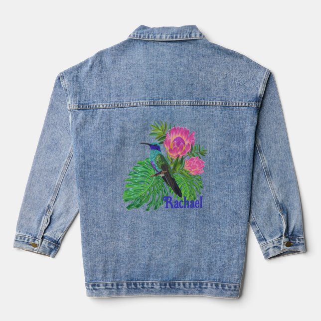 Chaqueta Vaquera Colibrí y flores personalizadas (Reverso )