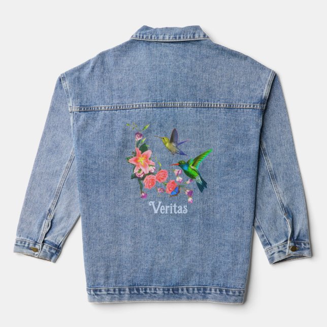 Chaqueta Vaquera Colibríes y flores hermosas (Reverso )