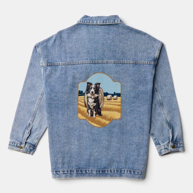 Chaqueta Vaquera Collie de borde en la granja (Reverso )