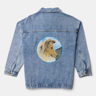 Chaqueta Vaquera Collie in Mountains (Rough) Pintura - Perro Art