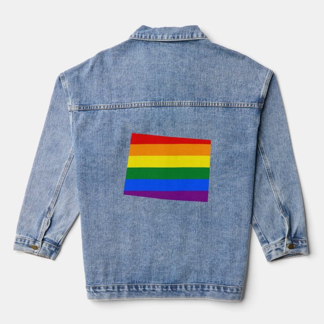 Chaqueta Vaquera Colorado LGBT, mapa de la bandera de Estados Unido (Reverso )