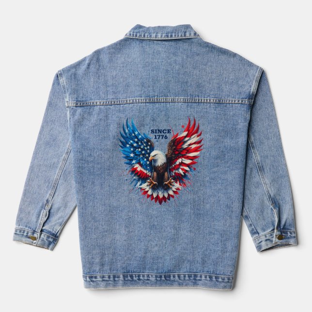 Chaqueta Vaquera Colores patrióticos personalizados Águila audaz de (Reverso )