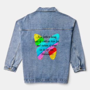 CHAQUETA VAQUERA COLORIDOS HEBREWS 11:1 DISEÑO DE MARIPOSAS T-S