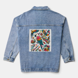Chaqueta Vaquera Coloridos loros Arte Tropical