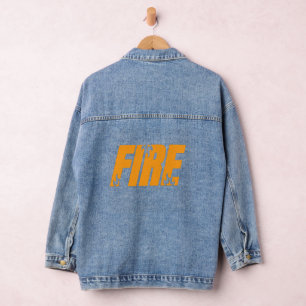 Chaqueta vaquera con tipografía de llama de FUEGO