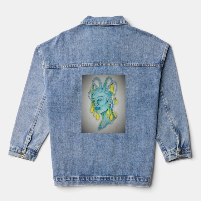 Chaqueta Vaquera concepto de mujer extranjera (Reverso )