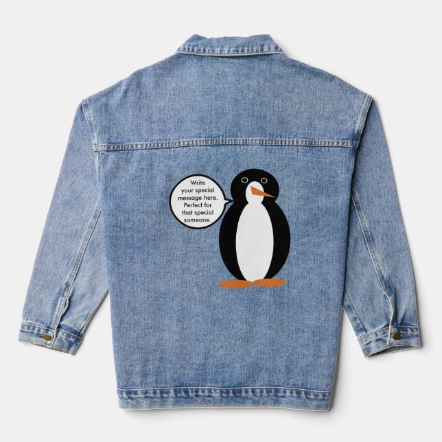Chaqueta Vaquera Concurso de cumpleaños con la Sra. Penguin persona (Reverso )