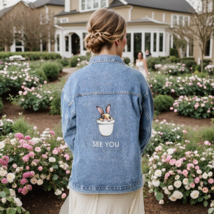 Chaqueta Vaquera Conejito de maceta linda texto