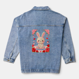 Chaqueta Vaquera Conejo de ganchillo dulce y rosas