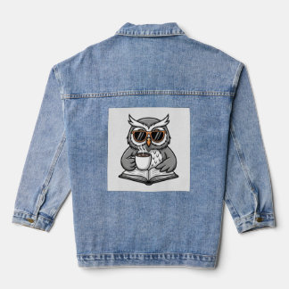 Chaqueta Vaquera Cool Owl Reading With Coffee