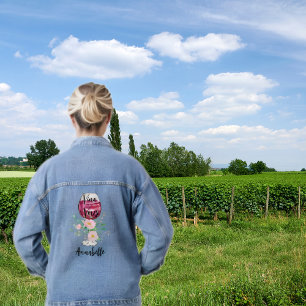 Chaqueta Vaquera Copo de vino de acuarela Fiesta de soltera en viñe