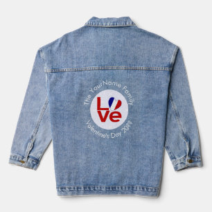 Chaqueta Vaquera Corazón de bandera francesa en rojo AMOR