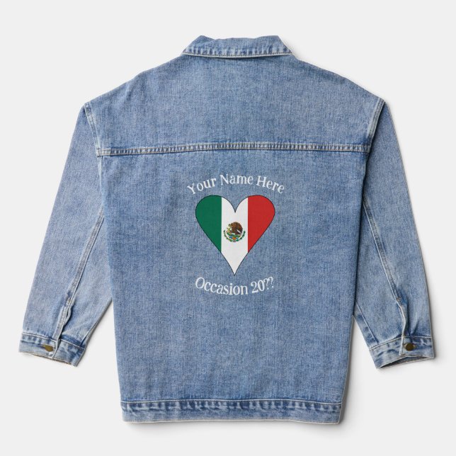 Chaqueta Vaquera Corazón de bandera mexicana personalizado (Reverso )