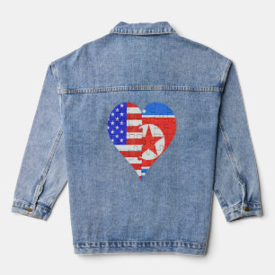 Chaqueta Vaquera Corazón de la bandera norteamericana norcoreana