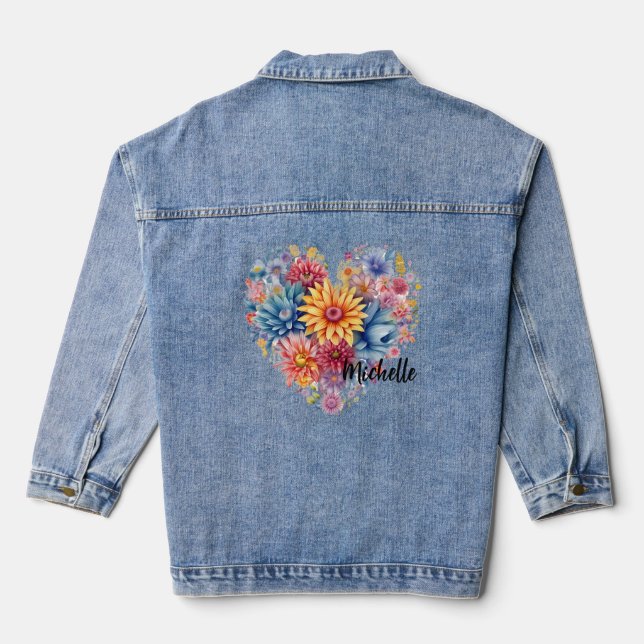Chaqueta Vaquera Corazón floral personalizado (Reverso )