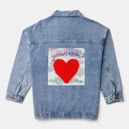 CHAQUETA VAQUERA CORAZÓN ROJO CON NUBES DENIM JACKET NOMBRE PERSONA
