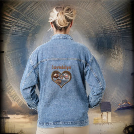Chaqueta Vaquera Corazón y marcha de vapor con nombre de monograma