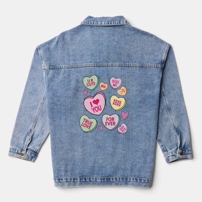 Chaqueta Vaquera Corazones de Día de San Valentín de Candy Hearts (Reverso )
