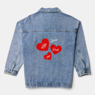 Chaqueta Vaquera Corazones de madres rojas personalizadas