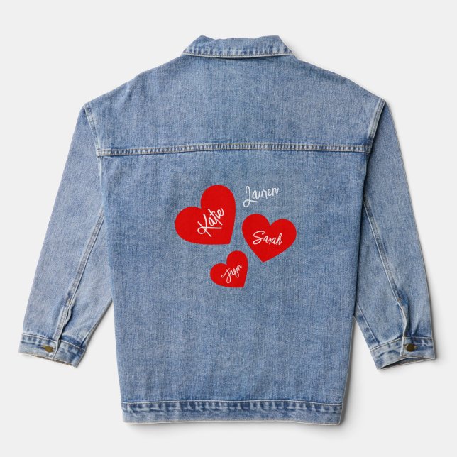 Chaqueta Vaquera Corazones de madres rojas personalizadas (Reverso )