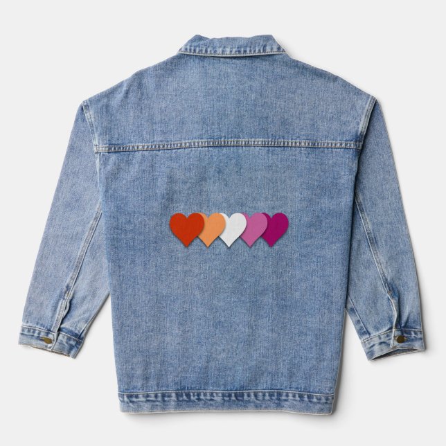 Chaqueta Vaquera Corazones de orgullo lésbico (Reverso )