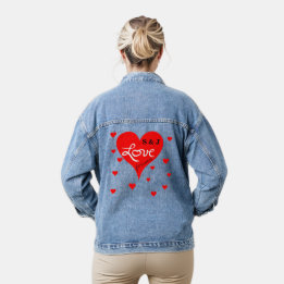 Chaqueta Vaquera Corazones rojos Monograma amor para siempre