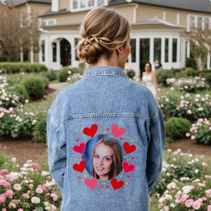 Chaqueta Vaquera Corazones rojos rosados de amor Foto personalizada