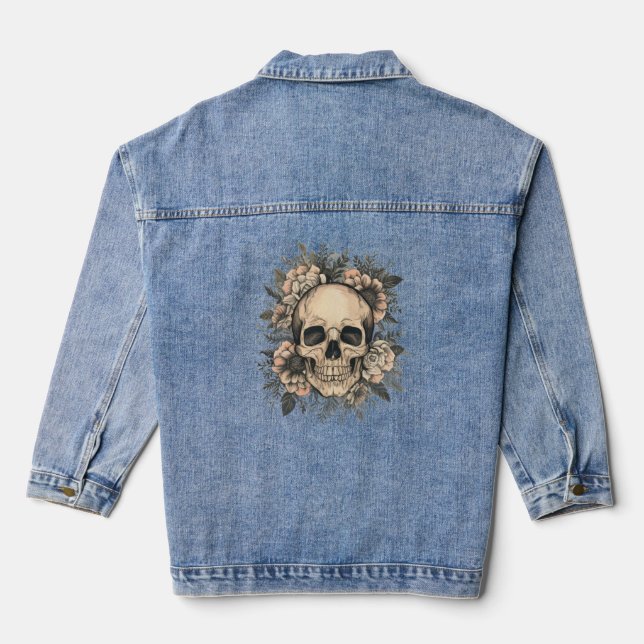 Chaqueta Vaquera  Cráneo Floral Boho  (Reverso )
