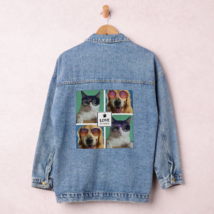 Chaqueta Vaquera Crear su propio Collage de fotos de 4 Mascotas