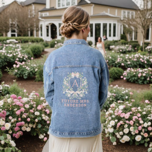 Chaqueta Vaquera Crest dulce con lazo rosa sonrojado Monograma