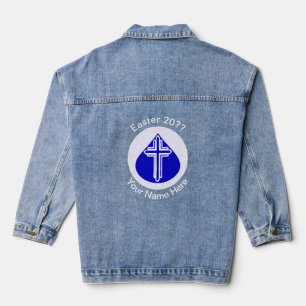 Chaqueta Vaquera Cruz Blanca Lagrima Azul Pascua Personalizada