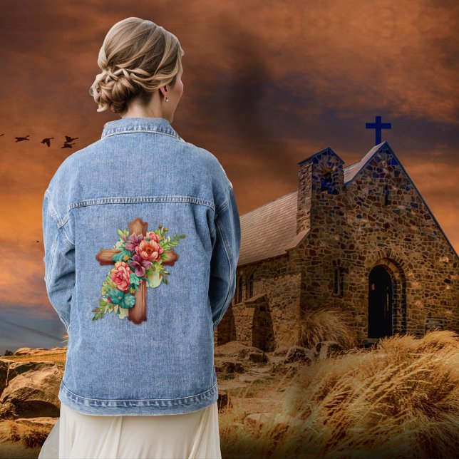 Chaqueta Vaquera Cruz de acuarela floral (Subido por el creador)