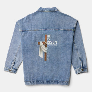 Chaqueta Vaquera Cruz de Pascua Vintage Personalizada Él ha Resucit