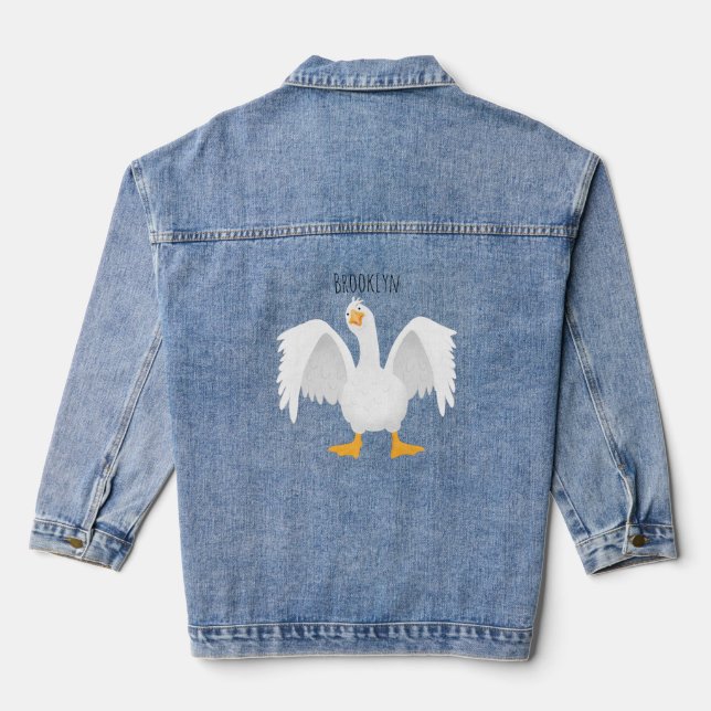 Chaqueta Vaquera Curioso ilustracion de personalizado ganso domésti (Reverso )