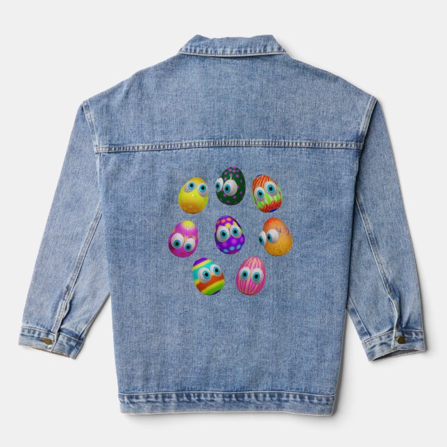 Chaqueta Vaquera Cute and Funny Easter Eggs Cartoon (Reverso )