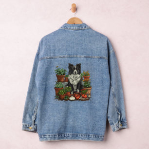 Chaqueta Vaquera Cute Border Collie Gardening