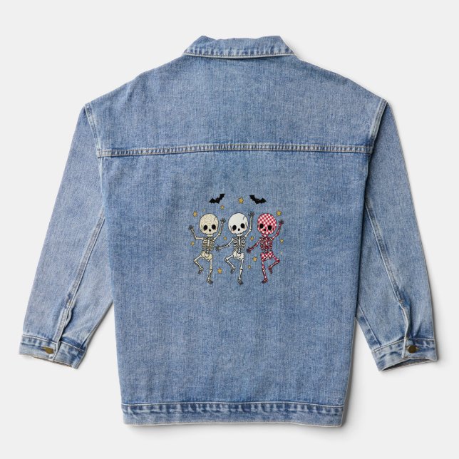 Chaqueta Vaquera Cute Halloween Dancing Skeletons (Reverso )