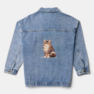 Chaqueta Vaquera Cute Kawaii Maine Coon Big Cat