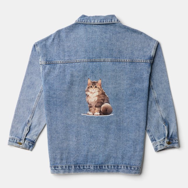Chaqueta Vaquera Cute Kawaii Maine Coon Big Cat (Reverso )