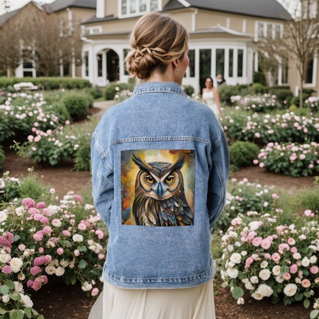 CHAQUETA VAQUERA CUTE OWL ART DENIM JEAN JACKET (Reverso Boda)