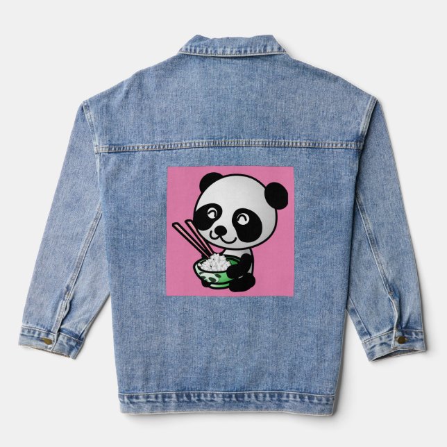 CHAQUETA VAQUERA CUTE PANDA BEAR SUSHI RICE DENIM JACKET (Reverso )