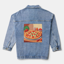 Chaqueta Vaquera Cute Pepperoni Pizza AI Art Denim Jacket