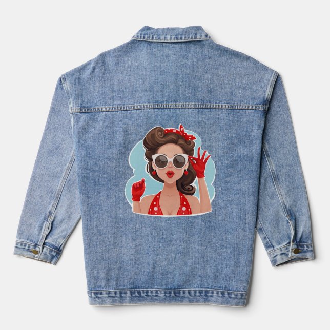 Chaqueta Vaquera Cute retro Chica Denim Jacket (Reverso )