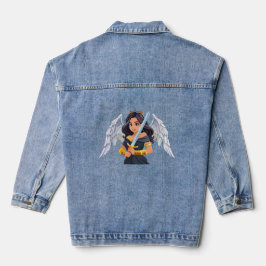 Chaqueta Vaquera Cute woman Angel's with open wings and sword