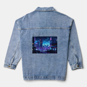 Chaqueta Vaquera Cyberpunk Rooftop Tokyo