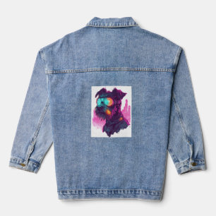 Chaqueta Vaquera Cyberpunk Schnauzer - Perro neón futurista