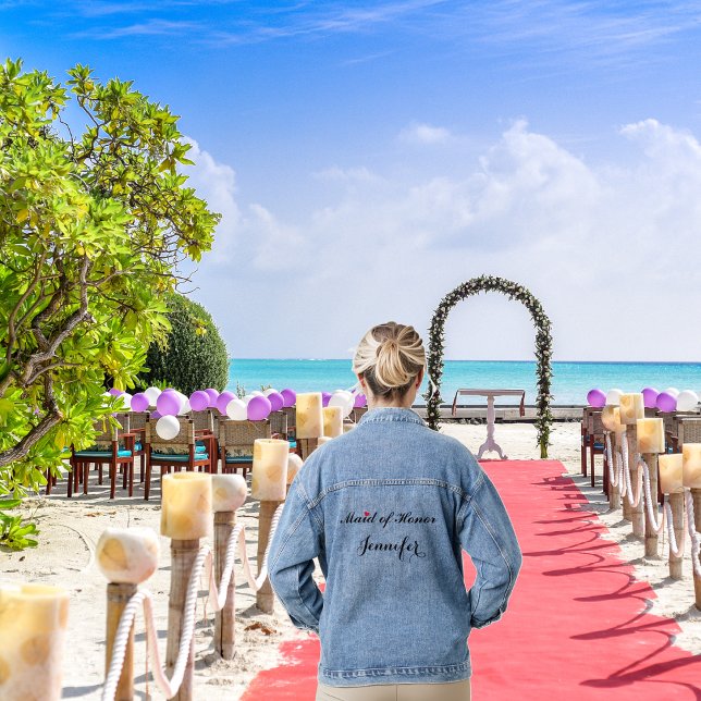 Chaqueta Vaquera Dama de Honor Personalizada Fiesta de Despedida de (Custom Maid of Honor Wedding Bachelorette Party Denim Jacket)