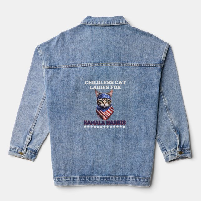 Chaqueta Vaquera Damas De Gato Infantiles Azules Para Kamala Harris (Reverso )