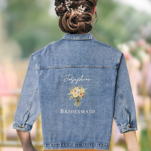 Chaqueta Vaquera Damas de Honor Floral Rústico Boda Personalizado