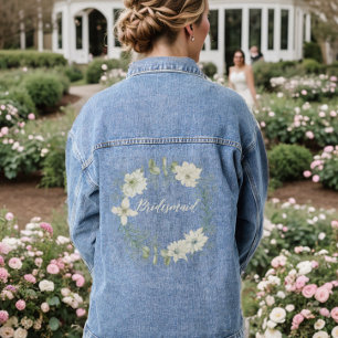 Chaqueta Vaquera Damas de Honor Personalizadas con Letra Floral en 